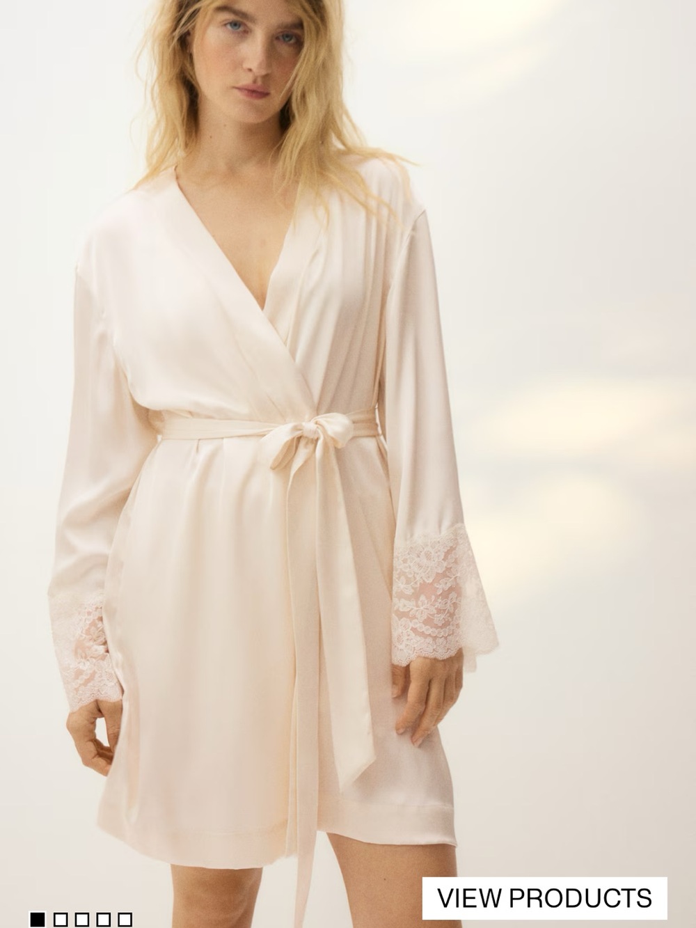 Bridal H&M Satin Wrap Robe with Lace Trim